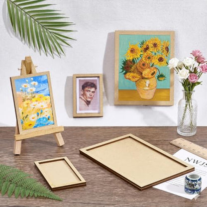 PH PandaHall 10 Sets Rectangle Picture Frame, Art Photo Frame Blank DIY Wood Panel Boards Geometric Cutout Frames for Home Office Store Wall Art Decor, Painting, Mosaic, Cross-stitch, 5 Sizes - size: Rectangular
