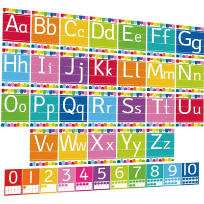 37 Pcs Bright ABC Alphabet for Classroom Boho ABC Posters and 0-10 Number Cards Boho Rainbow Bulletin Board Letters Number Line for Bright Classroom (Bright ABC) - color: Bright Abc