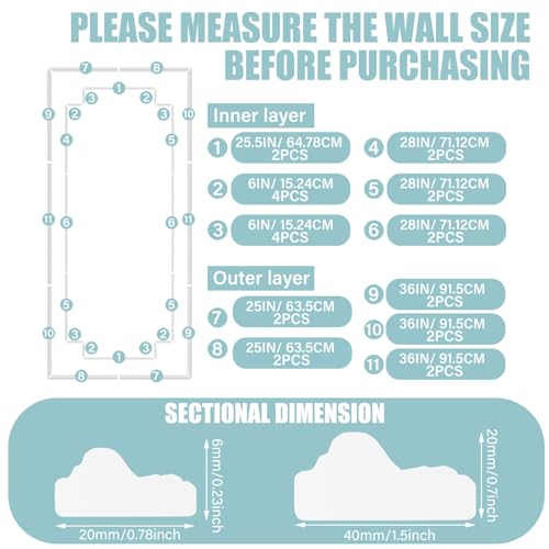 Pangda 3 Set Peel and Stick Wall Molding Kit Scalloped Wainscot Wall Panel Premade Accent Molding Wainscoting Ready to Assemble Wainscoting Accent Panel (108''x50'',96''x37.5'',Elegant Style)