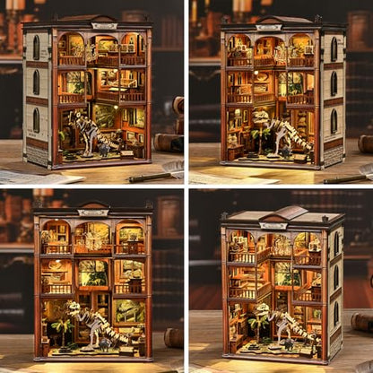 Dinosaur Fossil Museum Book Nook Kit, DIY Miniature Model with LED - color: Dinosaur Fossil Museum