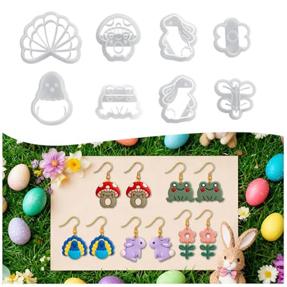 Easter Farm Animal Polymer Clay Cutters - 8Pcs Cute Farm & Nature Clay Earring Cutters, Clay Cutter for Polymer Clay Jewelry Making, DIY Animal Earrings, Spring Crafts for Women - color: Rabbit 2026