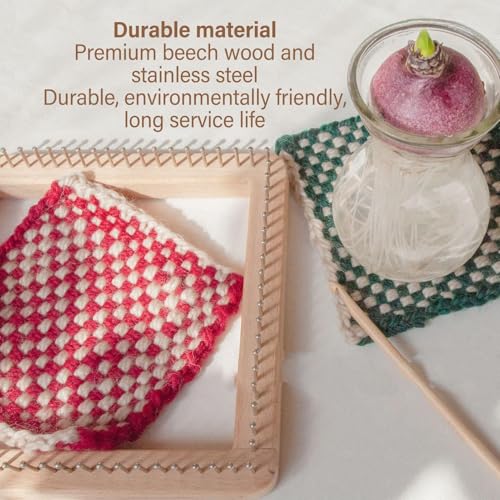 HERCHR Wooden Knitting Loom, Hand Knitting Loom Board Wooden Multi Craft Frame Weaving Loom Kit for Weaving Beginner Children Adults, 3.9 * 3.9in - color: 10*10cm
