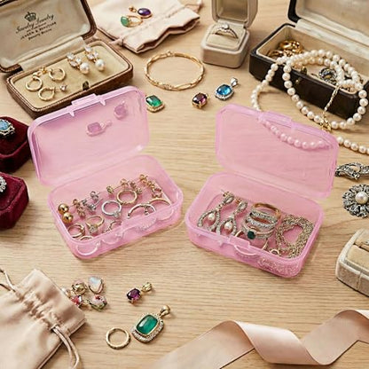 LJY 24 Plastic Boxes, 4 Sizes for Beads - color: Pink