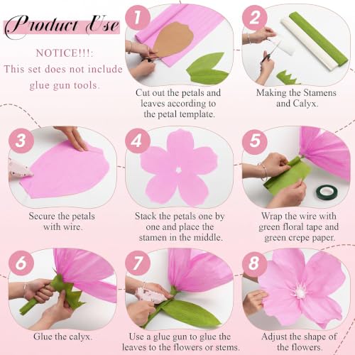 6 Colors Crepe Paper Kit 17 x 98 Inch, Red Rose Color Scheme - color: Red Rose Color Scheme