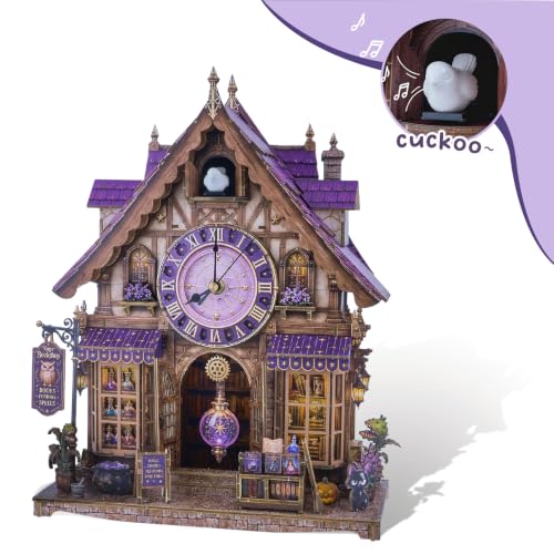 3D Puzzle for Adults Clock - Magic Bookshop Cuckoo Clock Model Kit - color: Magic Bookshop