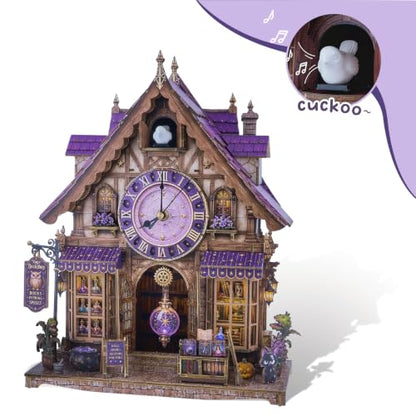 3D Puzzle for Adults Clock - Magic Bookshop Cuckoo Clock Model Kit - color: Magic Bookshop