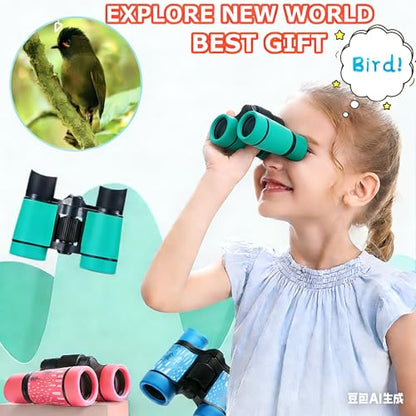 Kids Binoculars Ages 3-12 with Compass & Whistle - color: Nacy Blue