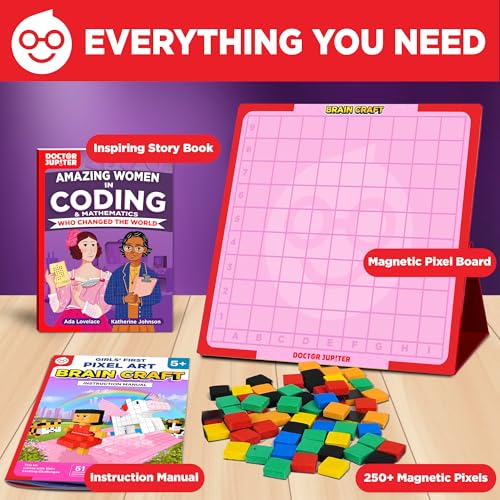Doctor Jupiter Girls' First STEM Pixel Art Kit for Kids Ages 5+ - style: Girls' Brain Craft: 5+
