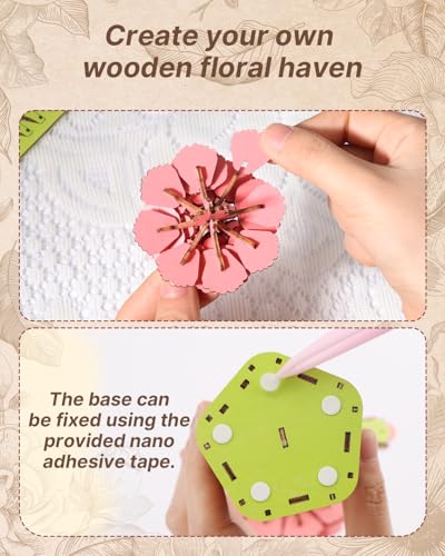 Kaayee 3D Wooden Flower Puzzles Carnation, Wood Flowers Craft for Adults - color: Carnation