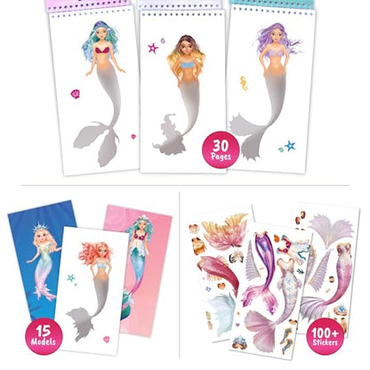 BSCOOL Mermaid Sticker Book Activity Book for Kids Girls - color: Sticker Dress Up Mermaid