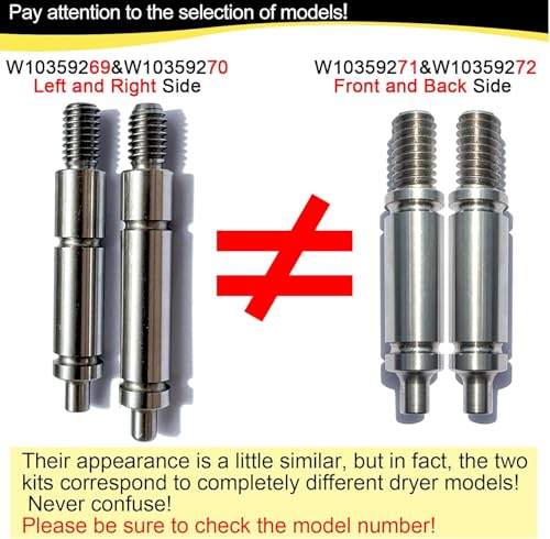 W10359269 W10359270 Dryer Left and Right Side Shafts Kit，Dryer Roller Shaft Set kits,Dryer Roller Shaft has been reinforced,Longer Life Than WP (2set) - style: 2set