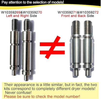 W10359269 W10359270 Dryer Left and Right Side Shafts Kit，Dryer Roller Shaft Set kits,Dryer Roller Shaft has been reinforced,Longer Life Than WP (2set) - style: 2set
