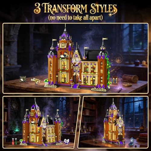 INSOON Magic School House Building Set with Lights for Adults, 3 in 1 Kit