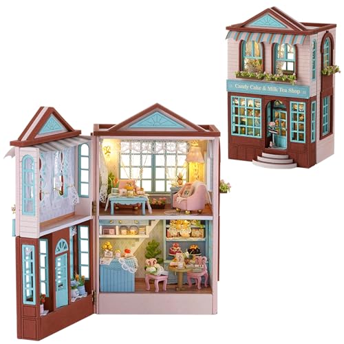 Flever Dollhouse Miniature DIY House Kit Creative Room with Furniture for Romantic Valentine's Gift (Manxing Dessert Shop) - color: Manxing Dessert Shop
