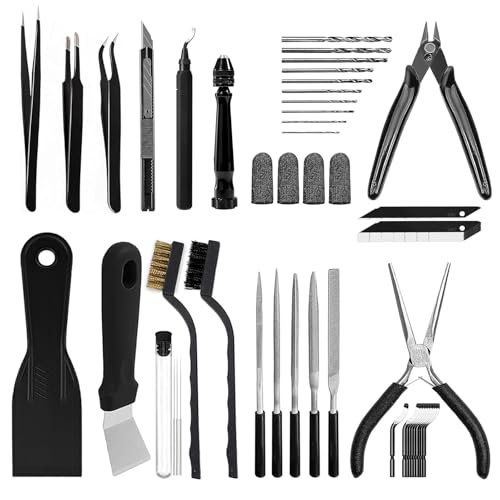 62pcs 3D Printer Tools, 3D Print Accessories Kit Includes Nozzle Cleaning Kit, Deburring Tools, Removal Tools, Needle Files, Brushes, Cutters, Craft Knife, Tweezers, Drills for 3D Prints Finishing