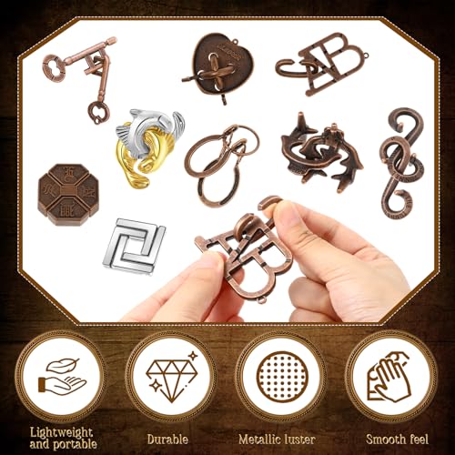 48 Pcs Metal Brain Teaser Puzzles Set for Adults, Classics Style - style: Classic Style