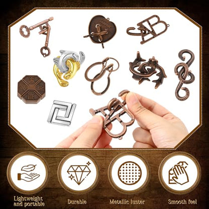 48 Pcs Metal Brain Teaser Puzzles Set for Adults, Classics Style - style: Classic Style
