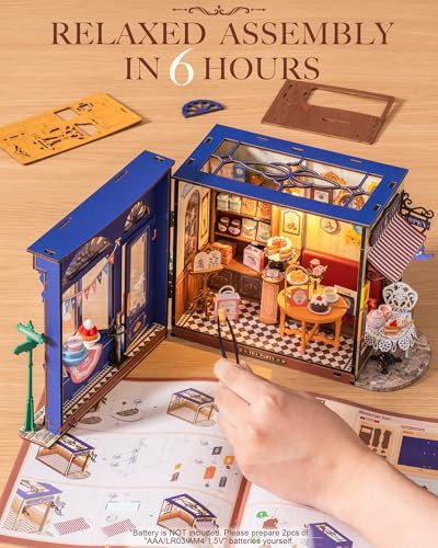Rolife Tea Room DIY Miniature Dollhouse Kit Creative Gift for Adults - color: Leisure Time Tea Room