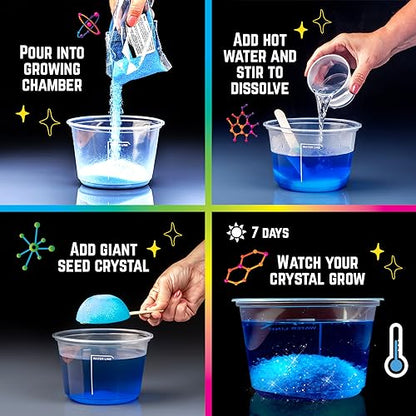 Original Stationery Starry Night Giant Crystal Growing Terrarium Kit for Kids, Fun Crystal Growing Kit with Glow in The Dark Stickers and Glitters, Awesome Gift Idea and Science Kits, Ages 3-14 - style: Starry Night