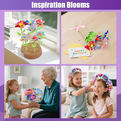 IQBOX Craft Kits Toys for 4 5 6 7 8 Year Old Girls Trendy Flower Making Kit - color: purple