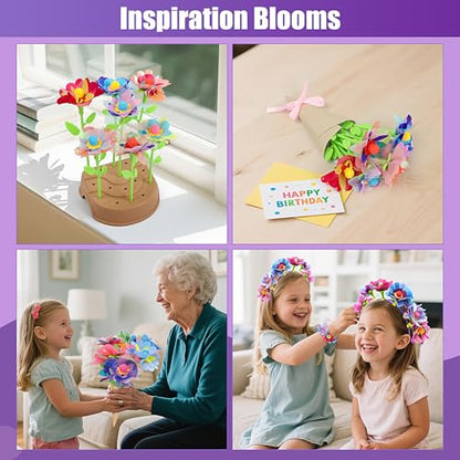 IQBOX Craft Kits Toys for 4 5 6 7 8 Year Old Girls Trendy Flower Making Kit - color: purple