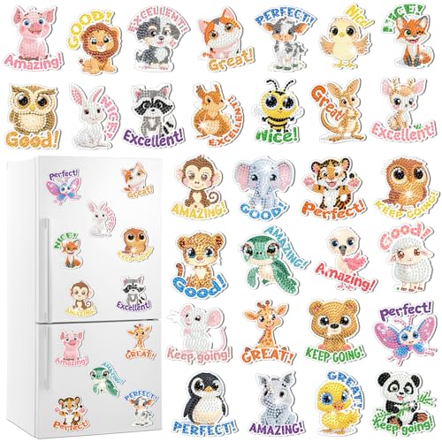 Xuhal 30 Pcs Positive Diamond Painting Magnets Diamond Art Kits for Adults - color: Inspirational