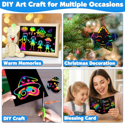 ZMLM 100Pcs Rainbow Scratch Paper Art Gifts, Arts and Crafts for Kids Toys - color: Blue, size: 7.2 x 5 inch