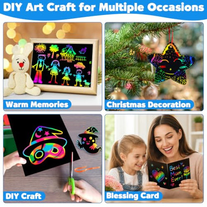 ZMLM 100PCS Rainbow Scratch Paper Art Gifts, Arts and Crafts for Kids Toys (Pack of 2) - color: Blue, size: 7.2 x 5 inch (Pack of 2)