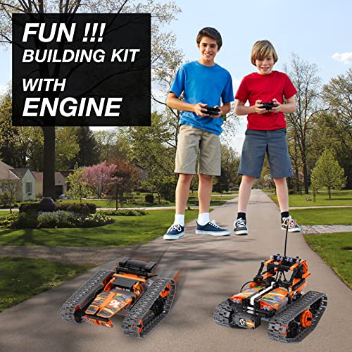 BIRANCO. STEM Remote Control Building Kit 3 in 1 RC Tracked Racer/Tank/Robot Engineering Toys, Science Construction Play Set, Toy Car Christmas for Boys & Girls Age 8-12 (392pcs) - color: Orange