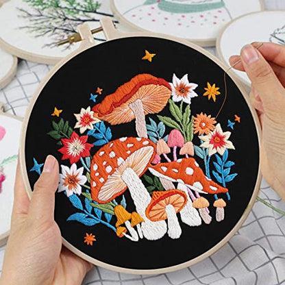 Louise Maelys Mushroom Embroidery Kit for Beginners, DIY Adults Needlepoint - color: kit-15