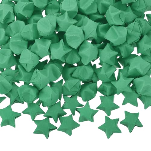 MECCANIXITY 300 Pcs Paper Stars Pre-made Origami Lucky Wishing Star for Best Wish Christmas Party Wedding Valentine's Day Girl Friends Gift(Dark Green) - color: Dark Green