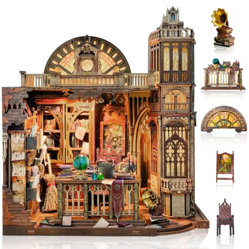 CRIOLPO Book Nook Kits for Adults DIY Miniature House Kit with LED Lights - color: Foley