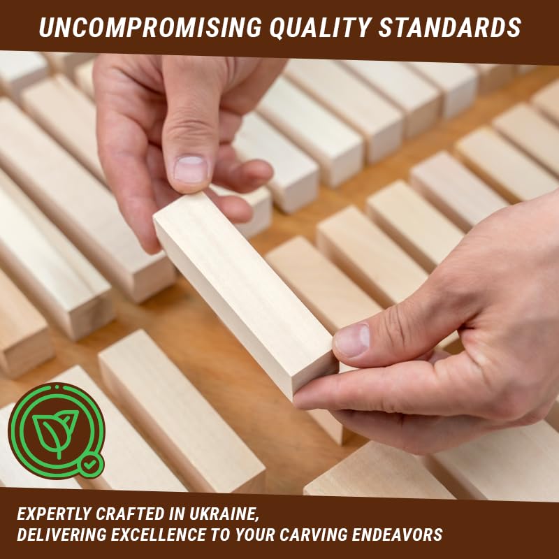 BeaverCraft DIY08 Wood Carving Kit for Kids BW12 pcs Basswood Carving Blocks Whittling Wood Carving Blocks Basswood for Carving