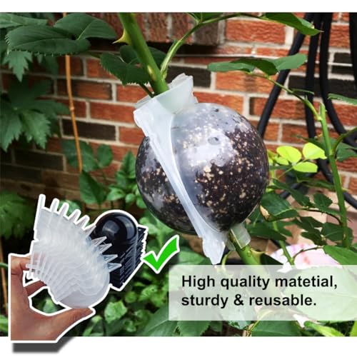 MIIIM 10 PCS Air Layering Propagation Kit with Zip Ties, Reusable Half Transparent Grafting Ball, Air Layering Pods Clear, Plant Rooting Grafting Box for Fast Propagation Plants (Medium) - size: Medium