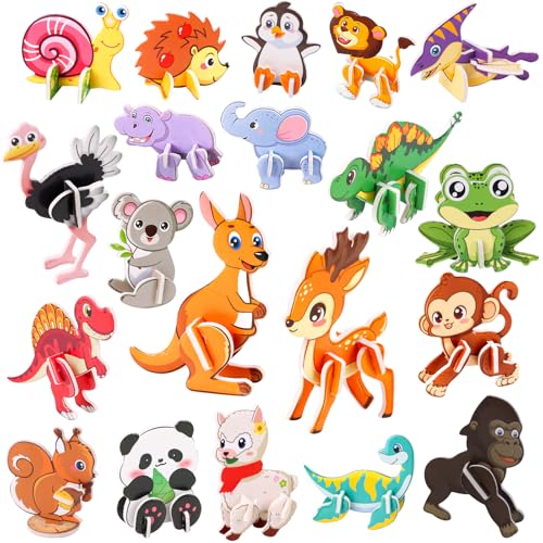 FOIMAS 3D Animal Puzzles for Kids,30 Pack Educational Jungle Animal Puzzle Dinosaur Farm Animals for Kids Classroom Prize Gifts Party Favor Supply