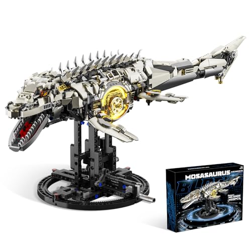 Mechanical Mosasaurus Dinosaur Building Block Set for Adults - color: Light Gold