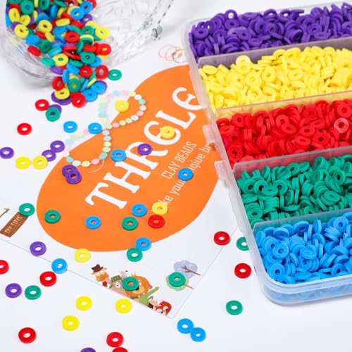 3500pcs Rich Color Clay Beads for Bracelets Making 6mm Heishi Beads Polymer Flat Round Disc Clay for Jewelry Making Deep Tone Bead Crafts - color: Vibrant