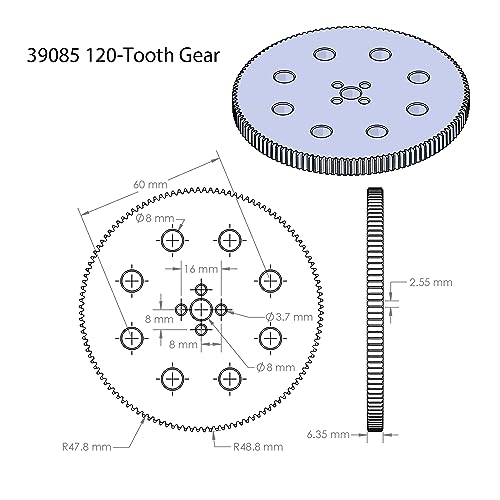 Pitsco Education TETRIX MAX Aluminum 120-Tooth Gear, Robotics Building Elements, Spare Parts for Robotics and Vehicles, 97.3 mm Outside Diameter, Package of 1