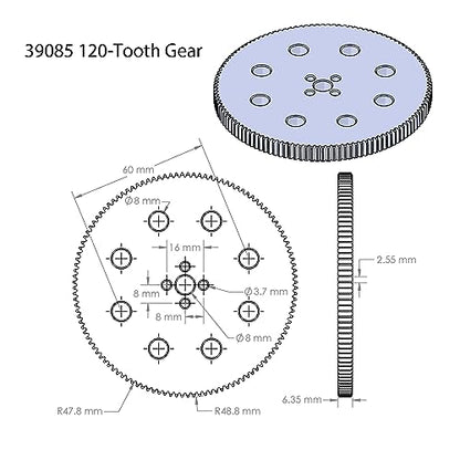 Pitsco Education TETRIX MAX Aluminum 120-Tooth Gear, Robotics Building Elements, Spare Parts for Robotics and Vehicles, 97.3 mm Outside Diameter, Package of 1