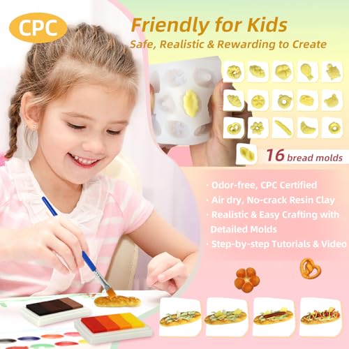iLAND Crafts for Girls 8-12 Air Dry Clay Bakery Shop Craft Kits for Kids Ages 8-12, Creative 8-10 11 Year Old Girls Toys Birthday Gifts, Fun Family Game Night Activities Projects Best Teen Tween Gifts
