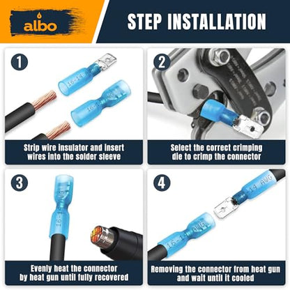 ALBO Heat Shrink Crimp Connectors (Female Blue 16-14 AWG) - color: Female Blue 16-14 AWG