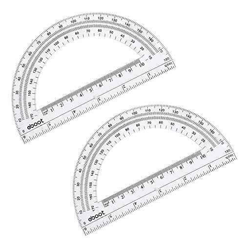 EBOOT Plastic Protractor Math Protractors 180 Degrees, 6 Inch, Pack of 2 (Clear) - color: Clear
