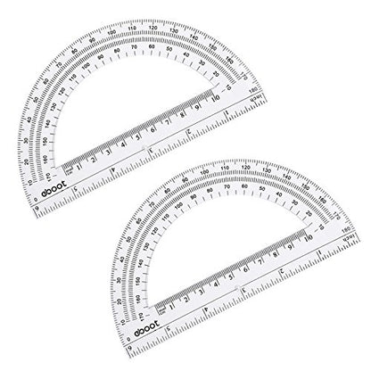 EBOOT Plastic Protractor Math Protractors 180 Degrees, 6 Inch, Pack of 2 (Clear) - color: Clear