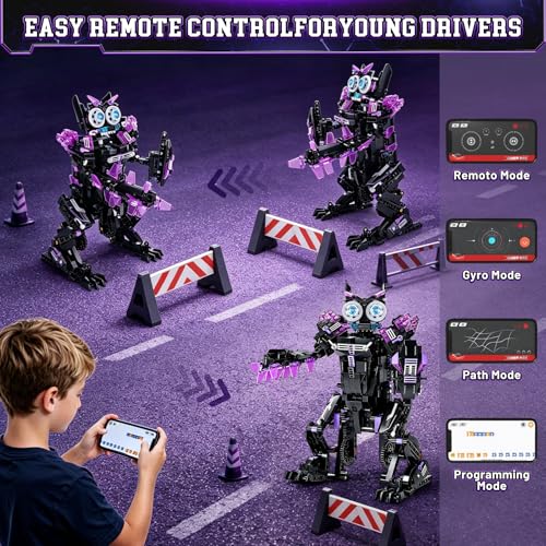 5-in-1 STEM Dinosaur Robot Building Kit, 935PCS App & Remote Control, Rebuild into T-Rex, Triceratops, Crocodile, Robot & Monster, Engineering Gift for Boys & Girls Ages 8+