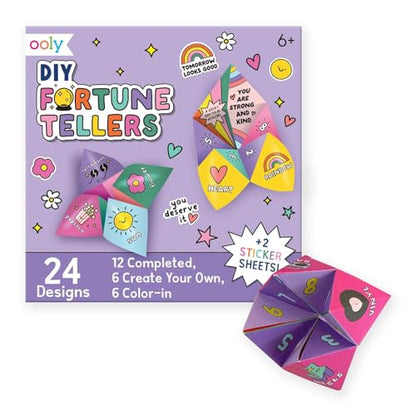 Ooly DIY Origami Fortune Teller Kit, Cootie Catcher, 24 Designs & Stickers - color: Fortune Tellers Kit