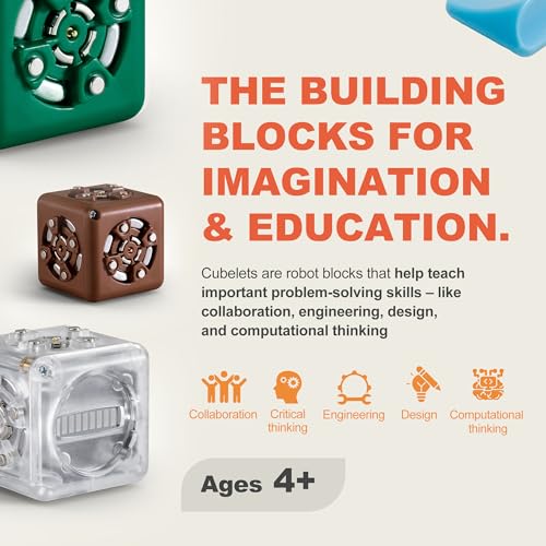 CUBELETS Modular Robotics Robot Blocks with 11 Robot Cubes - Curiosity Set for Home Robotics Kit - Kids STEM Kits - Kids Engineering Kit