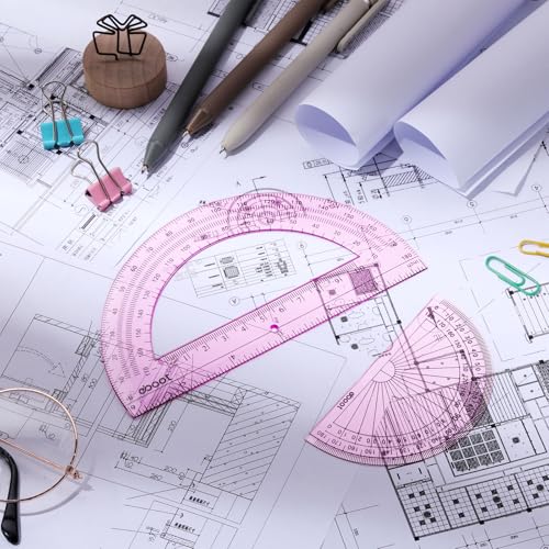 EBOOT 2 Pcs Plastic Protractors - color: Pink