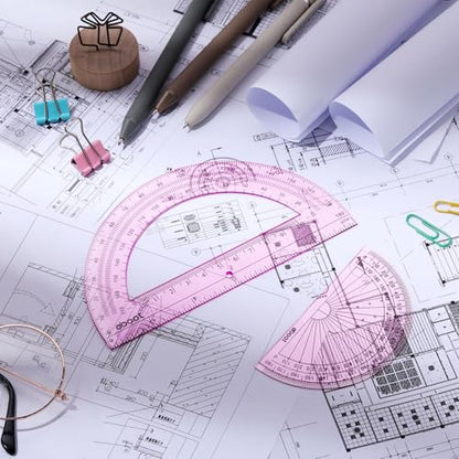 EBOOT 2 Pcs Plastic Protractors - color: Pink