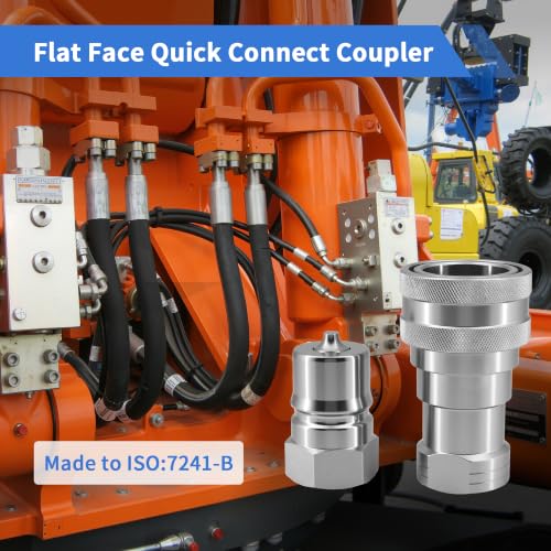 1" NPT ISO 7241-B Hydraulic Quick Disconnect Coupler Set, Alloy Steel Quick Disconnect Hydraulic Coupling (1" Body x 1" NPT Thread ISO7241-B) - color: 1" NPT X 1" Body (ISO7241-B)