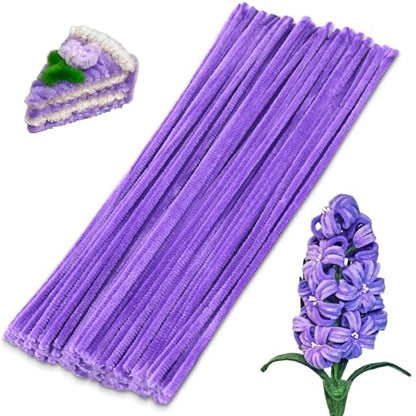 100 PCS Pipe Cleaner Craft, Light Purple Pipe Cleaners Bulk, Chenille Stem - color: Light Purple
